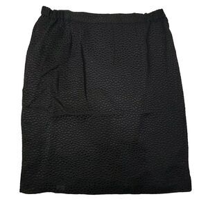 VTG Silk & Wool Pencil Skirt Black Pebble Texture Womens S/M Lining Slit‎ EUC